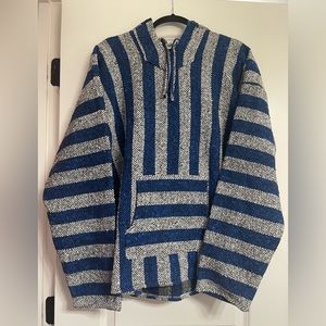 Unisex Blue and Grey Mexican Baja Hoodie Size XL